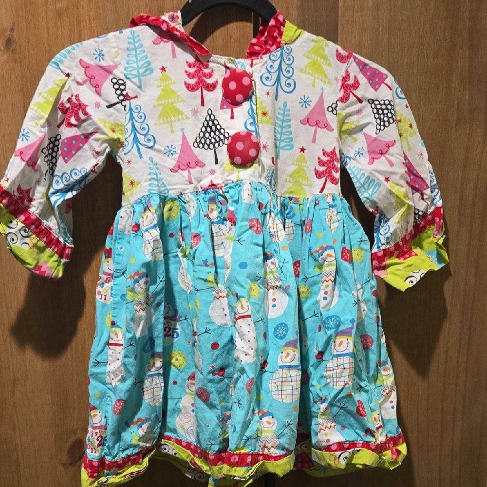 Jelly The Pug Festive Dress with Snowman and Floral Print